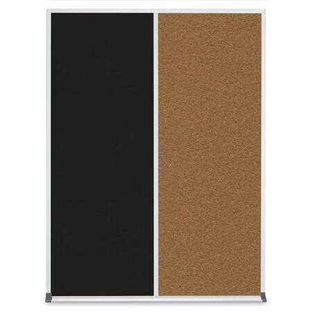 United Visual Products Double Door Radius Plus Corkboard, 48"X, UV8003PLUS-SATIN-CINNABA UV8003PLUS-SATIN-CINNABA